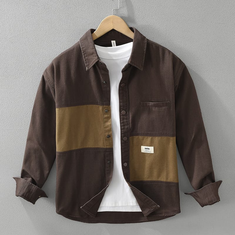 4eed13f0-e5a1-490c-83e7-f66b9db4ce6d.jpg Workwear Stitching Men's Fashion Casual Versatile Artistic Loose Top - Image 4