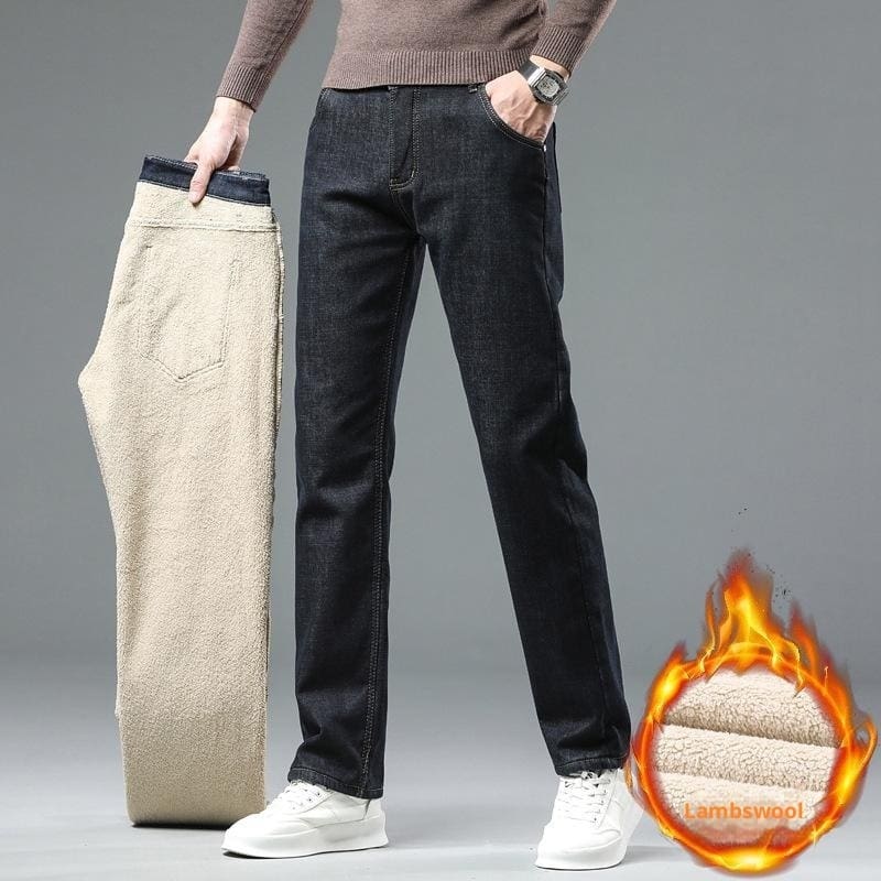 5ce47554-1f49-4632-be47-0fed2947cd2b_trans.jpeg Cashmere Jeans Men's Fleece-lined Thickened - Image 3