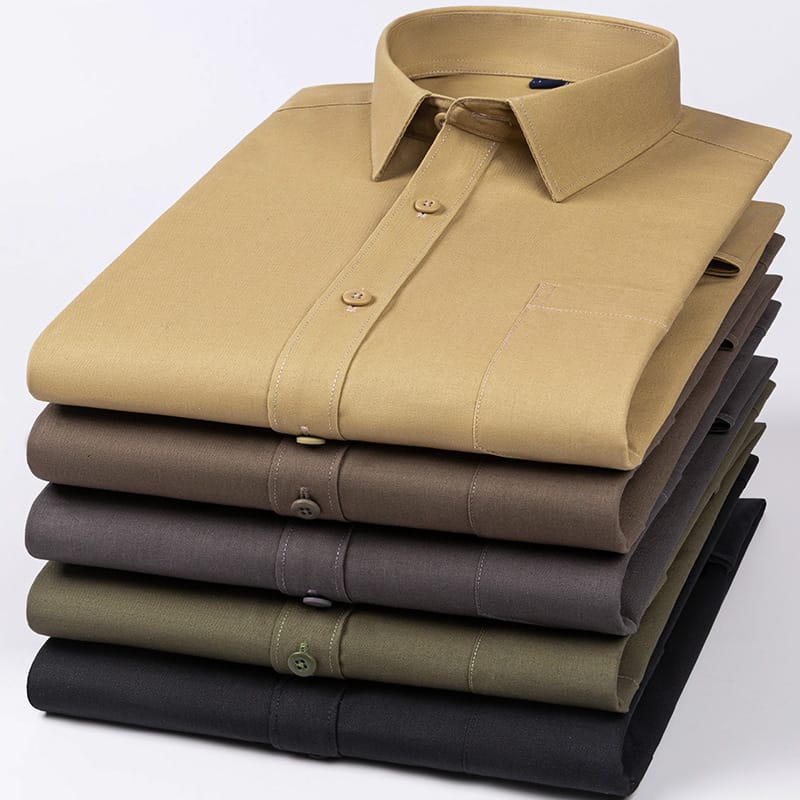 5e37f851-db49-4abe-97e6-ee1fe643f73e.jpg Spring Mens Khaki Cotton Long-sleeve Shirt