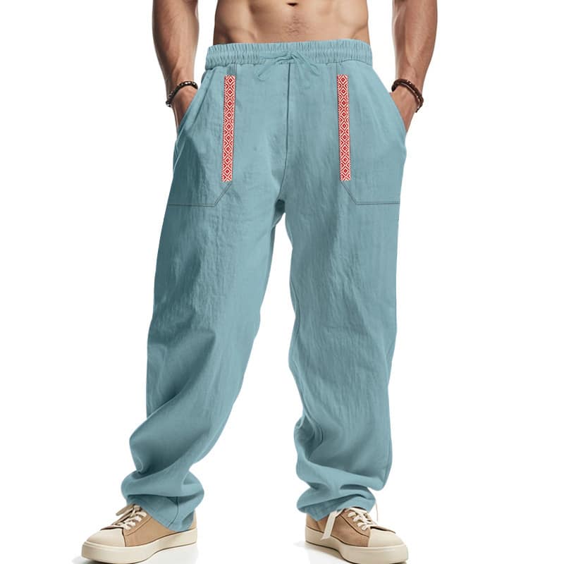 5f57a2f1-da9d-44a4-b0bc-44a682330a5d.jpg Mens Breathable Loose-fit Wide-leg Casual Linen Pants - Image 9