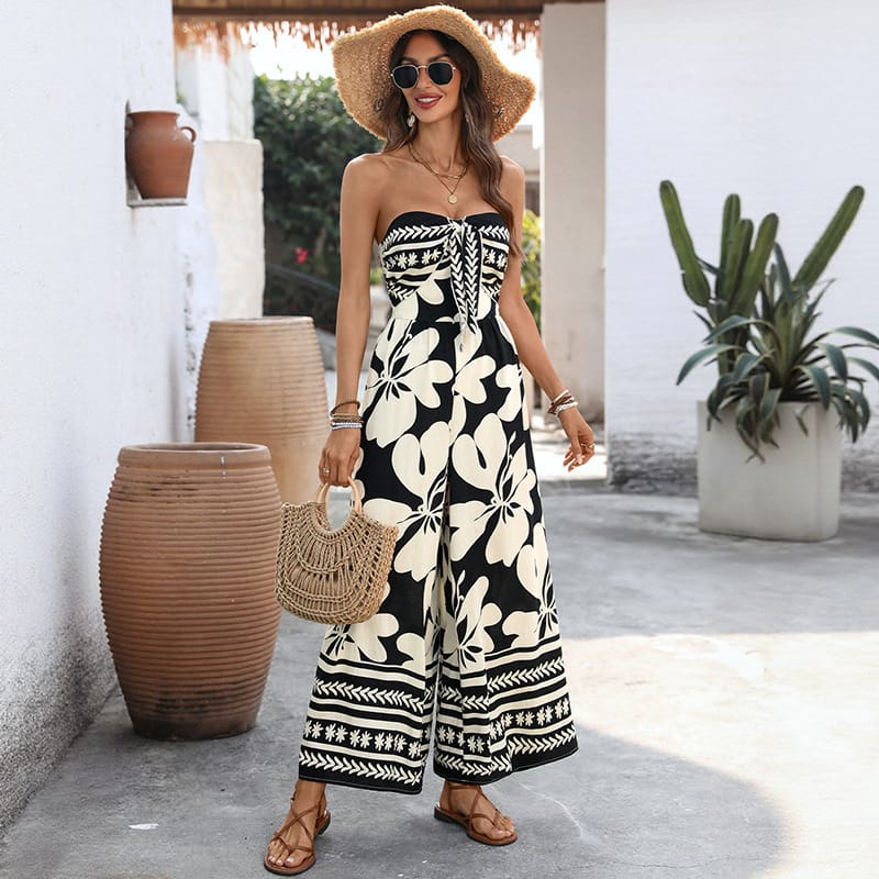 61363d42-efe9-4e5f-8281-f1b94c918ec8.jpg Floral-print Lace-up Bandeau Backless Jumpsuit