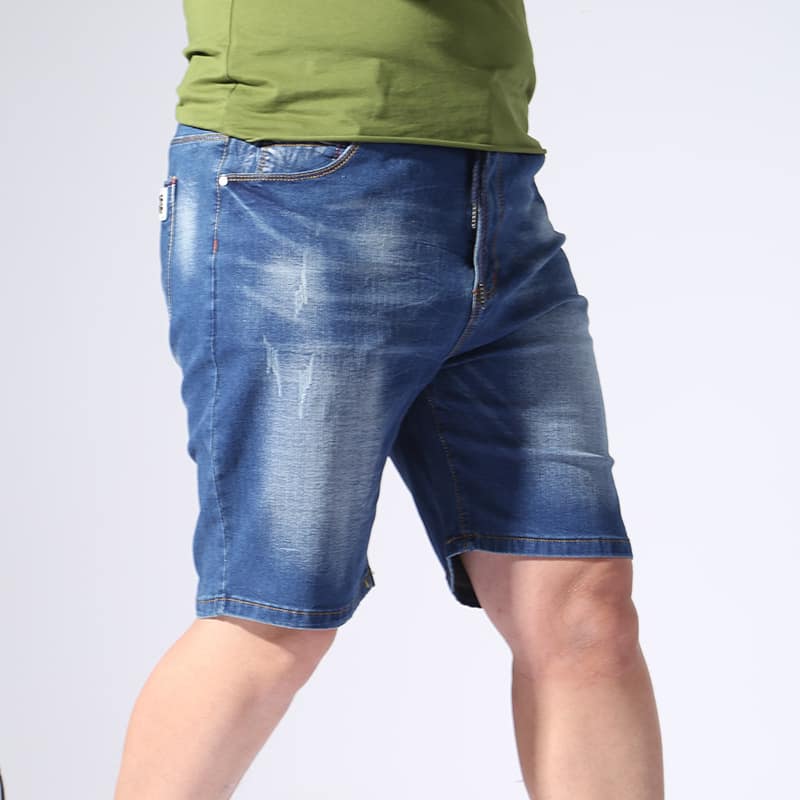 6dd937af-2ec4-4c09-a1b2-6c0d8e5ab7e7.jpg Summer Elastic Waist Denim Shorts Men