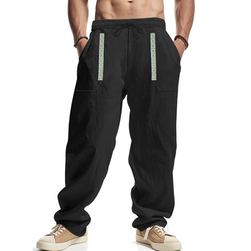 71638862-0dbe-46bb-b7ce-a6edb38e5026.jpg Mens Breathable Loose-fit Wide-leg Casual Linen Pants - Image 4