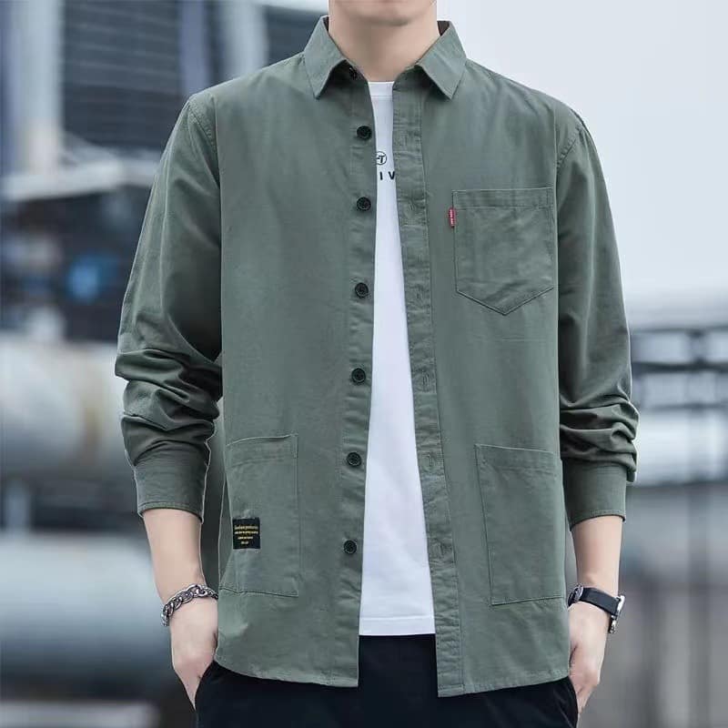 89b4cb58-6fcb-4971-98ca-f52de775b647.jpg Casual Lapel Long Sleeve Shirt With Pockets Spring And Autumn Jacket Shirt Men's Tops - Image 2