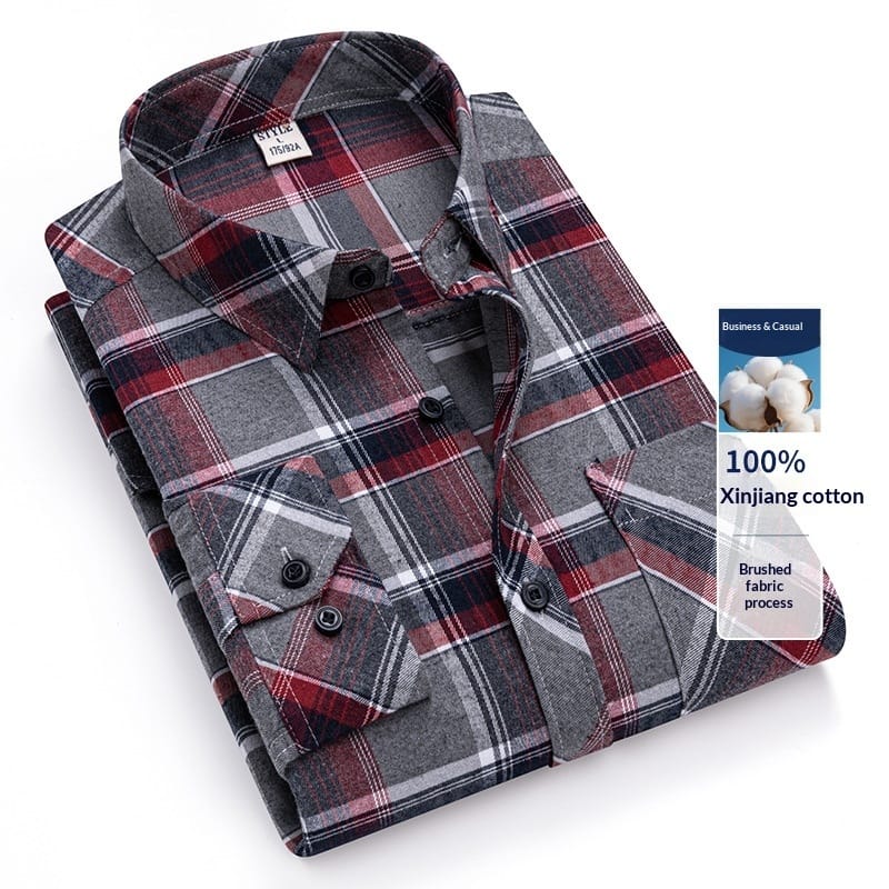 89f5a9af-6523-4b28-9957-13cb25040993_trans.jpeg Retro Brushed Long-sleeve Shirt Casual Cotton Plaid Shirt - Image 2
