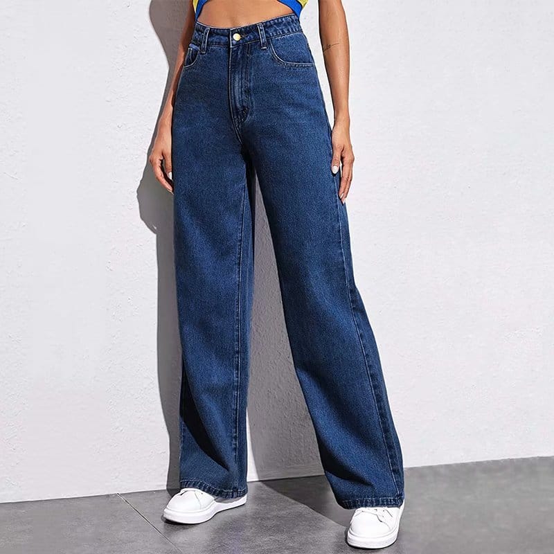 8d9820e3-b6e9-4e8e-8651-3cff567b28bb.jpg High Waist Wide Leg Jeans Slim Mop Straight Retro Hanging - Image 4