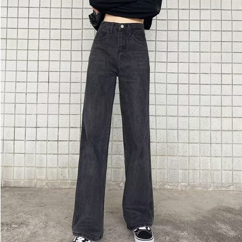 908dbfd4-1cf7-44f0-a9f8-13d48e18709a.jpg High Waist Wide Leg Jeans Slim Mop Straight Retro Hanging - Image 7