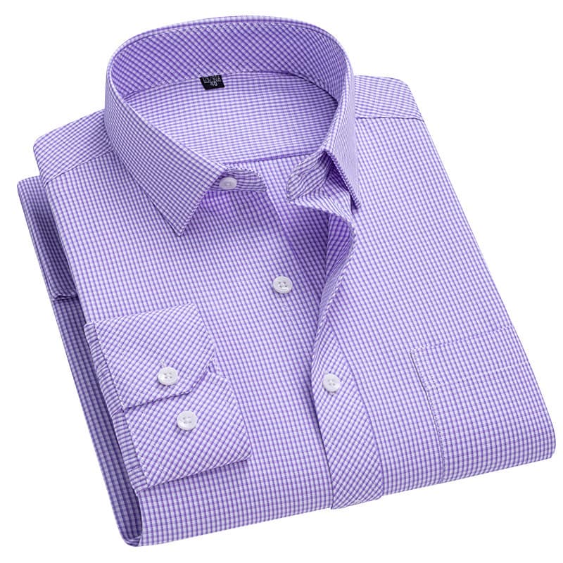 b2916374-83a9-4c08-b600-aa2f5ff9e7b6.jpg Men's Long-sleeved Plaid Middle-aged Business Square Collar Shirt - Image 10