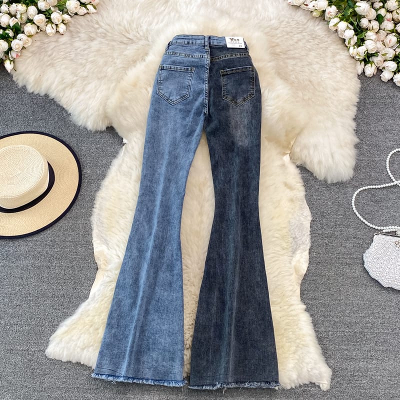 c6684d4e-3cd0-4e1d-86f8-8f5d0c6fa6cf.jpg Floor Mopping Vintage Raw Edge Slim Flared Trousers - Image 4
