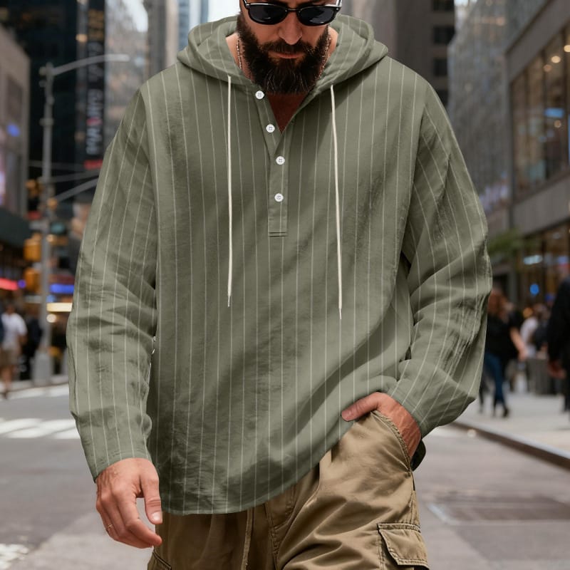 cb239d1f-9c90-4ae1-9bc3-a873c01392c4.jpg Mens Loose-Fit Plus-Size Casual Linen Striped Hooded Shirt - Image 3