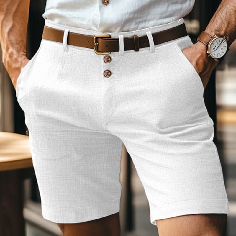 Men's Linen Summer Solid Color Buttons Casual Daily
