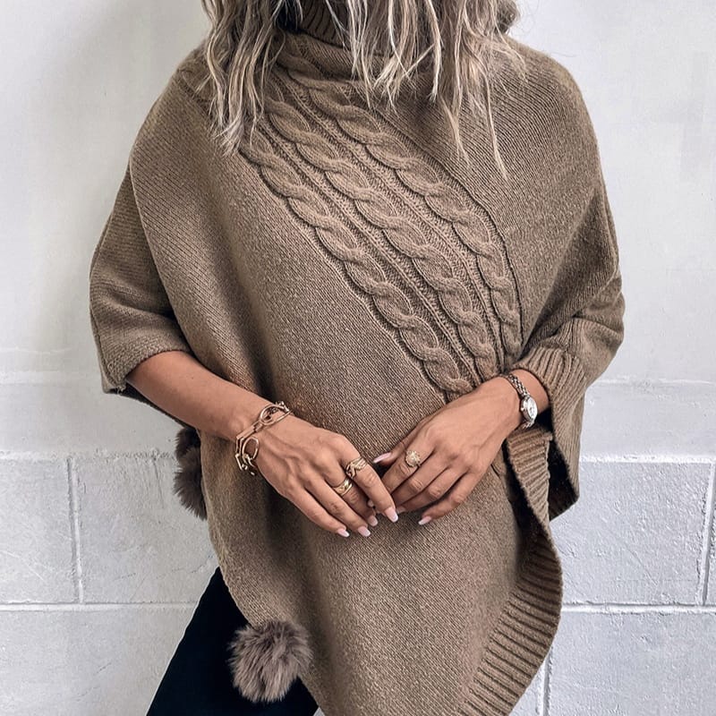 New Autumn Winter Fur-Ball Cloak Shawl.