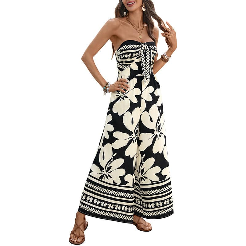 ea419cf3-6e77-4929-a182-bde82f05eedd.jpg Floral-print Lace-up Bandeau Backless Jumpsuit - Image 4