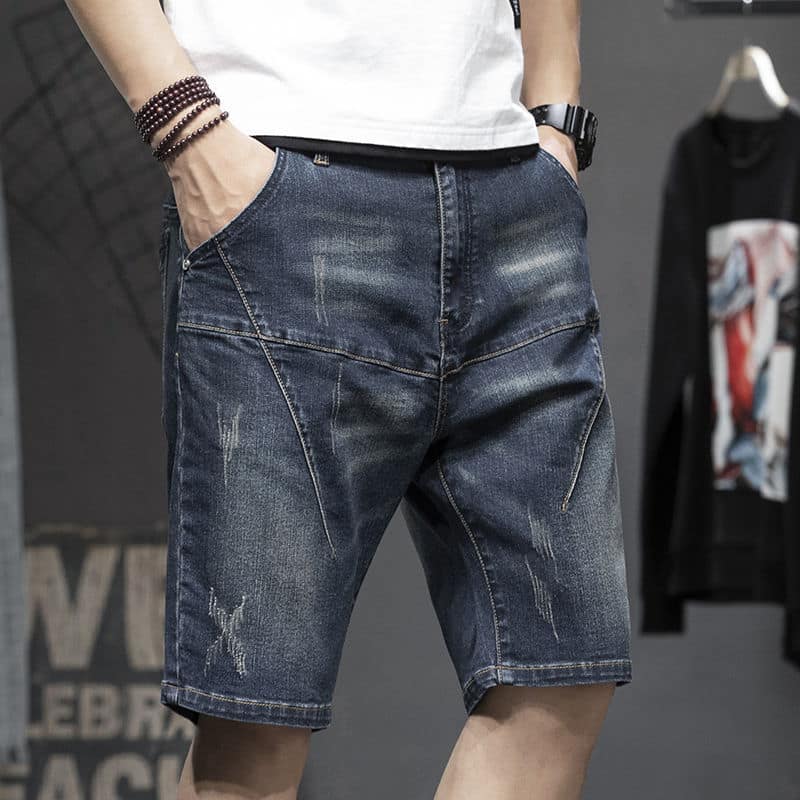 ea683f9b-4c00-481c-aacc-964b884e1b1c.jpg Thin Stretch Fat Five-point Denim Shorts Men - Image 5