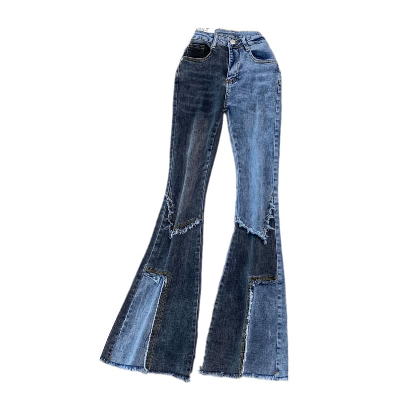 ecc472ac-1e23-49f7-b458-1267fee639c3.jpg Floor Mopping Vintage Raw Edge Slim Flared Trousers - Image 3