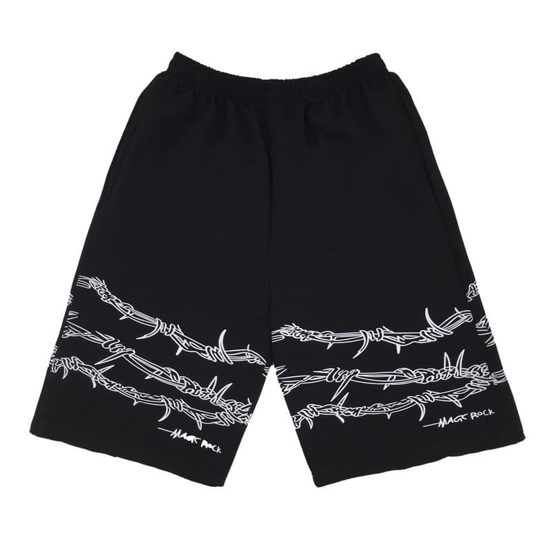 Shorts Men's Loose Casual Trend Dark Line Harajuku Style Front And Rear Iron Chain Pattern Fashion Sports