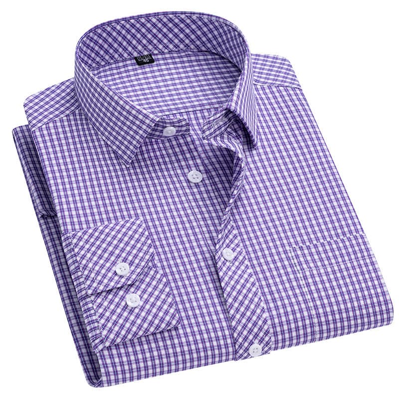 f79729fb-d537-45b7-8324-6b67560520ec.jpg Men's Long-sleeved Plaid Middle-aged Business Square Collar Shirt - Image 9