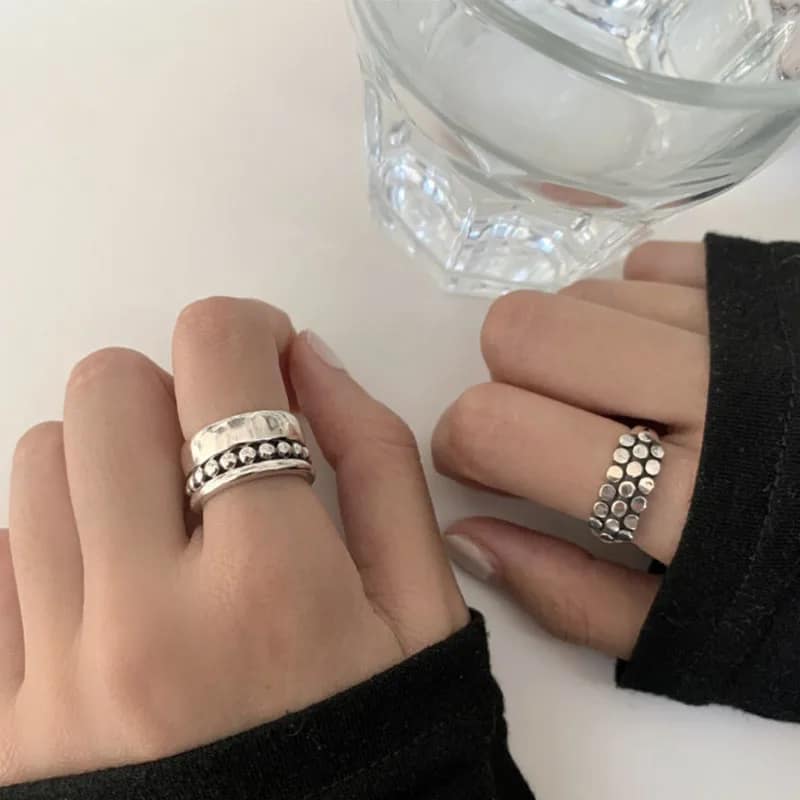 VENTFILLE Silver Geometric Multilayer Round Allergy Charm Jewelry
