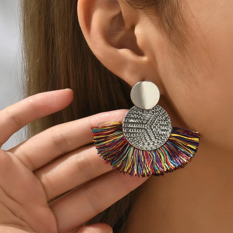 kf-S6e0ca070d64948b6942082428ddf1b375 Fashion Bohemian Big Tassel Dangle White Fringe. - Image 4