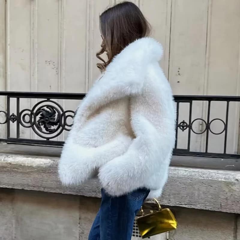 kf-Sa1092692da584ce5ab51dea710d3cc417 HXAO Faux Fur Coat Autumn Winter Fur Plush Fluffy . - Image 4
