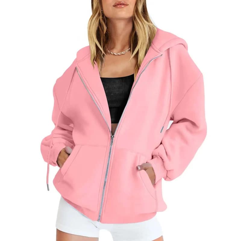 kf-Sdd71bc35def34fa39da919bd142c723dr Fashion Gray Zip Up Sweatshirt Women Autumn Hoodies Daily Pockets Long Sleeve. - Image 5