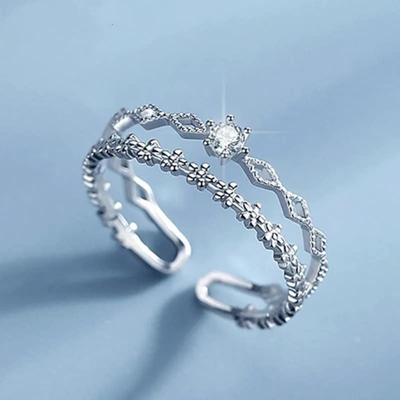 Sterling Silver Flower Lace Ring