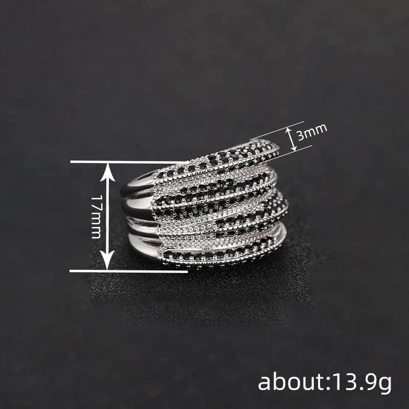 kf-Seadbdbbc0f2e4e83b12f41f22c4f9c9dZ Black Sparkling Cubic Zirconia Accessories Silver Color Charming Unique Jewelry - Image 2