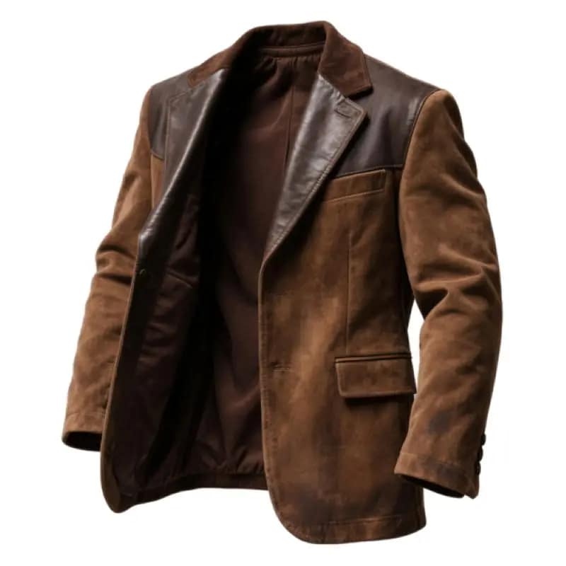 Men's Western Vintage Leather and Suede Jacket