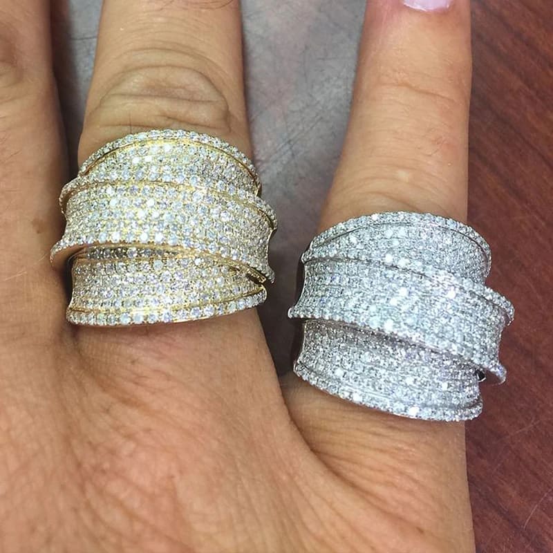 kf-Sf652ca538ad0434eb39c2068b9b275bec Luxury Wide Ring Gold Color/Silver Color Jewelry - Image 2