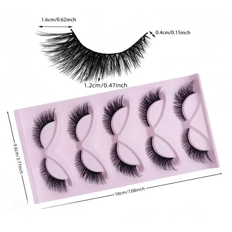 1e6c1d10-25c8-4a0f-b849-5a382a036eff.jpg 5 Pairs False Lashes Eyelashes Extension Cluster, Faux Mink Fluffy Long Full Look Eye Bottom, Dramatic Cosmetic Makeup - Image 3