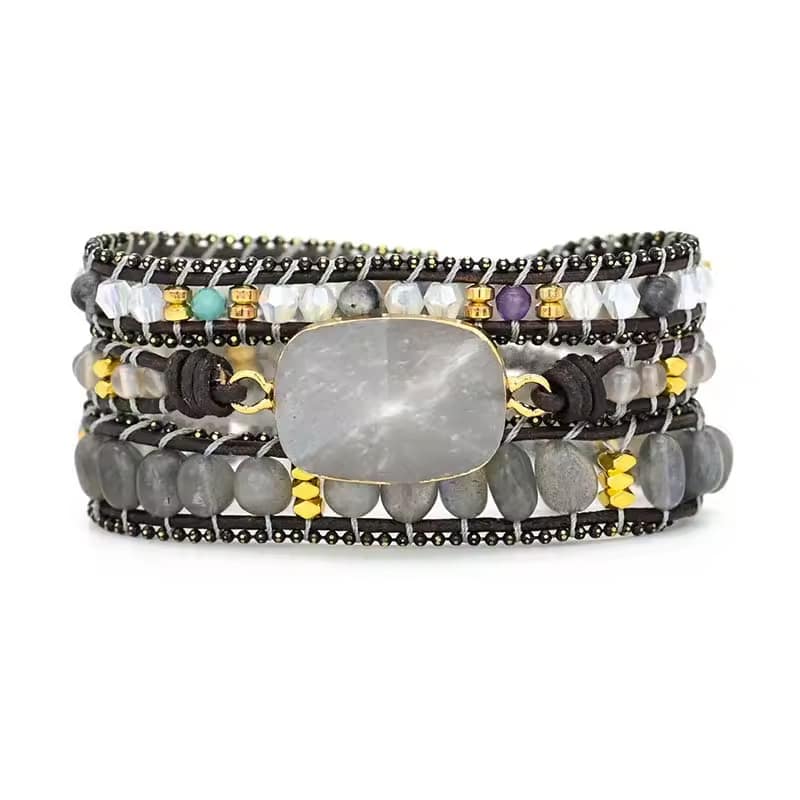Natural Stone Sparkling Woven Personalized Bracelet
