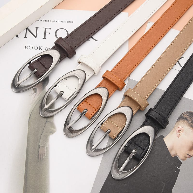 949976ec-e070-4a8c-8719-3abf80966e4c.jpg Womens Korean-style Oval Alloy Pin Buckle Minimalist All-match Belt - Image 5