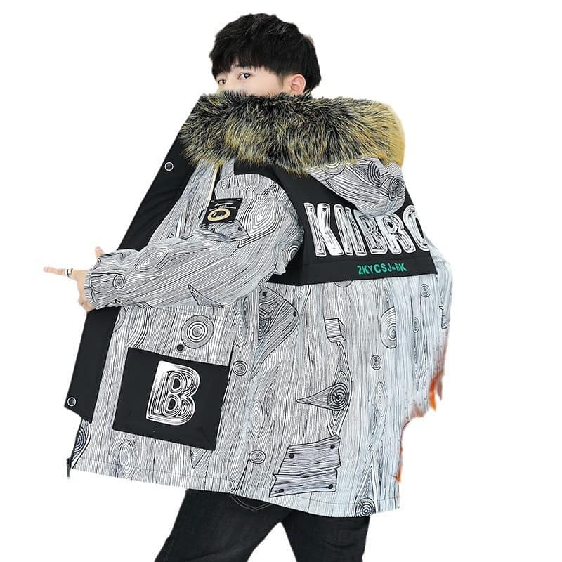 c653908e-acec-4dd3-97a7-43d6c703b94a.jpg Winter Color Matching Men's Hooded Fleece Padded Coat - Image 10