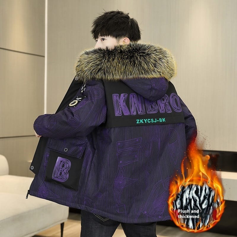 e32906c9-a572-4742-93da-8eb3ef5acb96_trans.jpeg Winter Color Matching Men's Hooded Fleece Padded Coat - Image 2