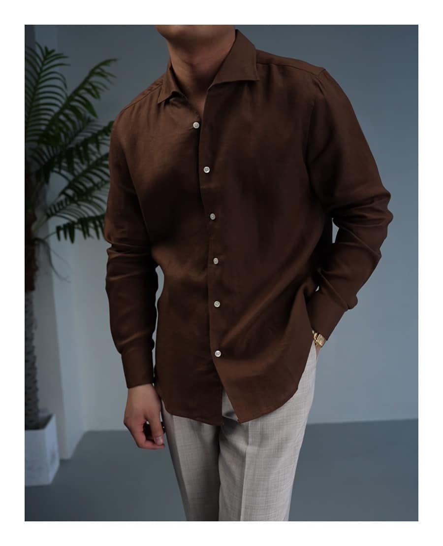 1f1f5bc8-7fdb-4630-96dd-65eaed3a29d3.jpg Linen One-piece Collar Business Casual Men's Breathable Long Sleeves Shirt - Image 3