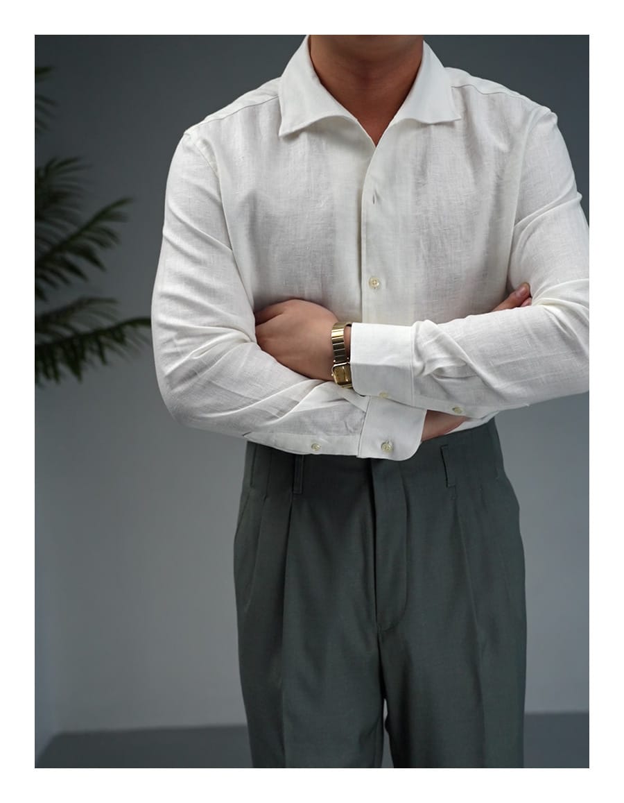 641a3b46-f11b-43bd-a2c6-6f719315df83.jpg Linen One-piece Collar Business Casual Men's Breathable Long Sleeves Shirt - Image 5