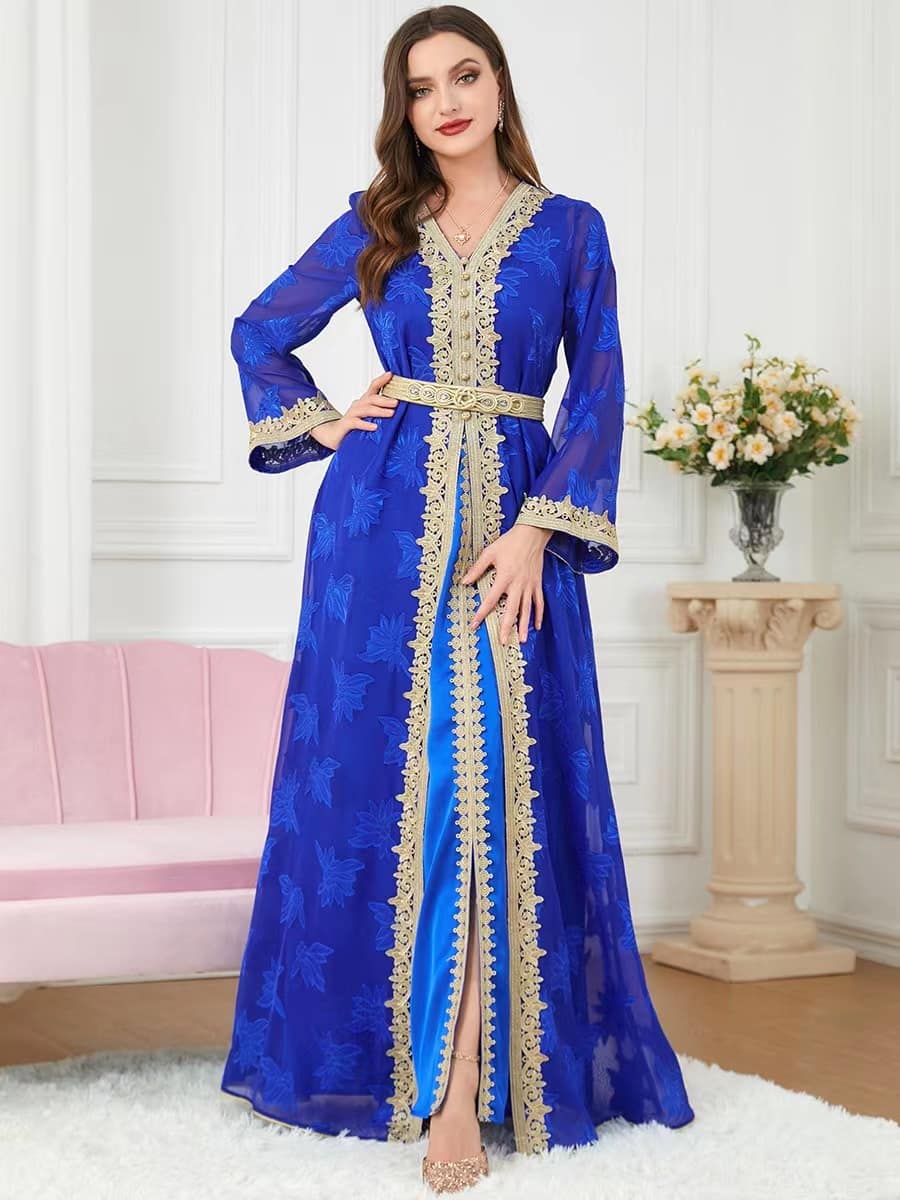 347c9a38-db80-44cd-929f-6baffdc525f6.jpg New National Style Embroidered V-neck Elegant Temperament Dress - Image 3