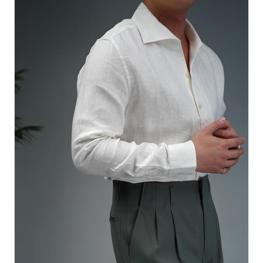 0370890c-dcd4-4cb3-84da-fd61bb833869.jpg Linen One-piece Collar Business Casual Men's Breathable Long Sleeves Shirt - Image 6
