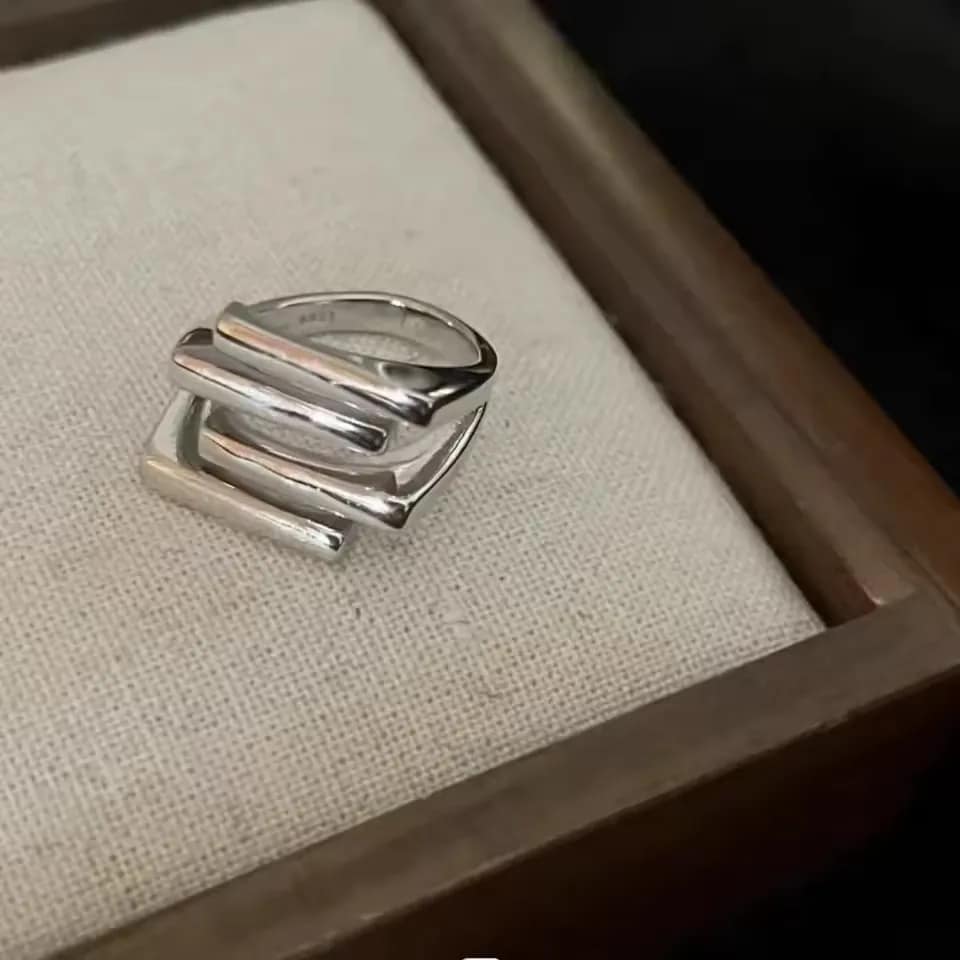 kf-S9074e8ee376f496e992f7067bebc6fadV Sam Panda Rings Handmade Irregular Retro Ring - Image 2